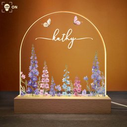 Custom Birth Flower Night Light For Baby Girl Daughter Nursery Decor - Personalized LED Light