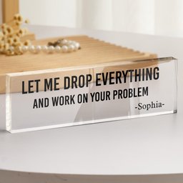 Funny Office Sign Desk Plate Gift For Coworker, Exchange Gift, White Elephant Gift - Personalized Name Plate – view 5