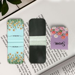 Custom Name & Birth Month Flower For Book Lovers, Book Clubs - Personalized Leather Magnetic Bookmark – view 2