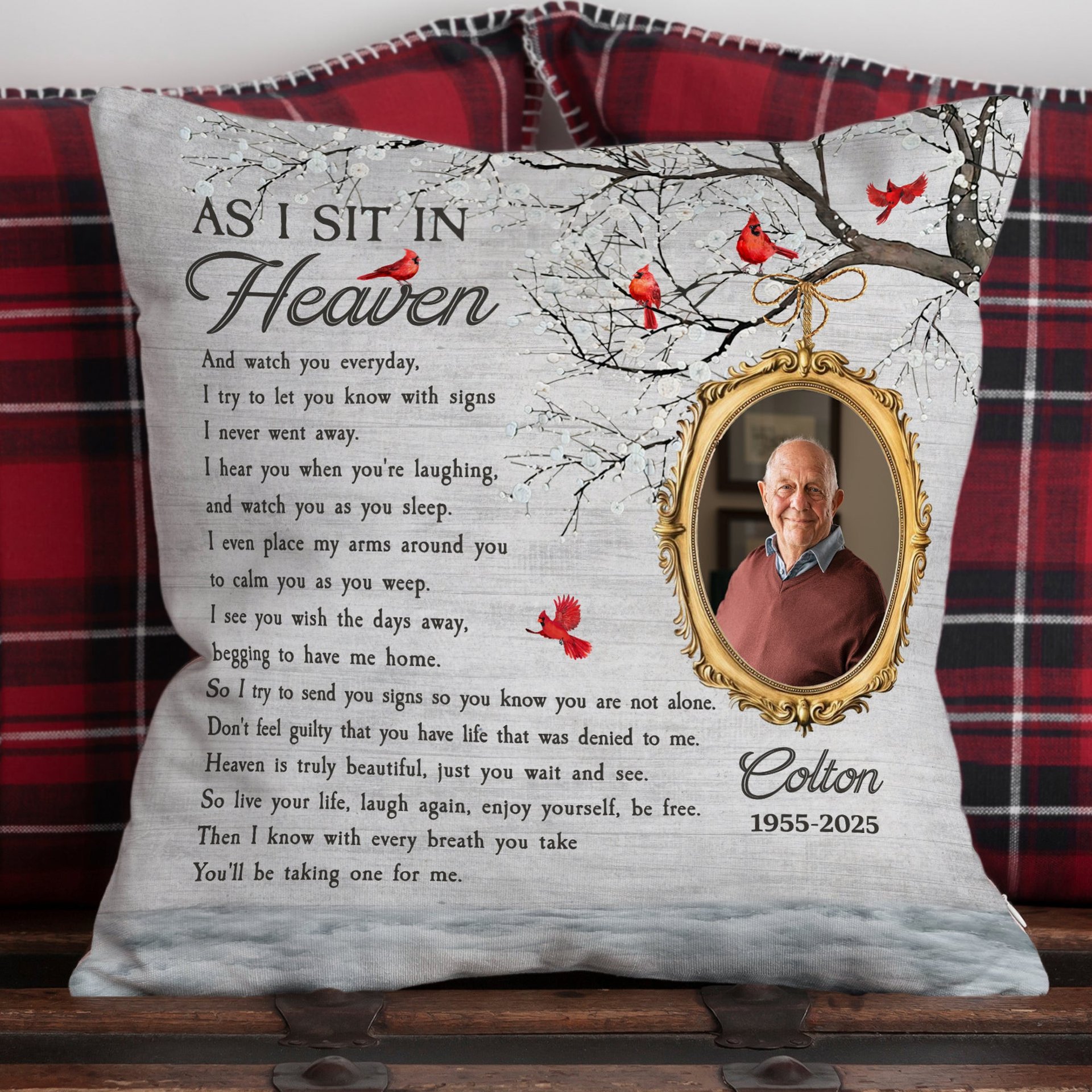 As I Sit In Heaven Memorial Gifts - Personalized Photo Pillow