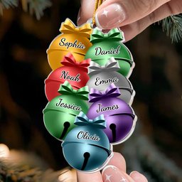 Family Christmas Bells - Personalized Acrylic Ornament – view 2