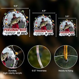 Fishing Milestone Moment - Personalized Acrylic Photo Ornament – view 5