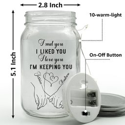 I Met You Liked You Love You Custom Name & Calendar - Personalized Mason Jar Light – view 5