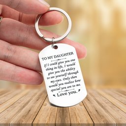 Birth Flower Daughter, Granddaughter - Personalized Stainless Steel Keychain – view 4