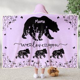 Mama Bear We Love You Floral Version - Personalized Wearable Blanket – view 4
