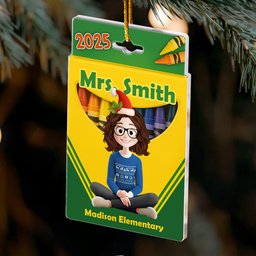 Teacher Crayon Box - Gift For Teacher - Personalized Acrylic Ornament – view 3