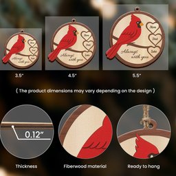 Mom, Dad Always With You, Cardinal Memorial - Personalized Wooden Ornament – view 3