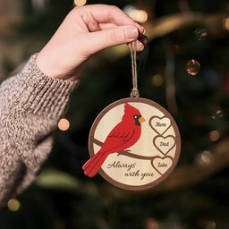 Mom, Dad Always With You, Cardinal Memorial - Personalized Wooden Ornament – view 4