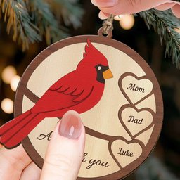 Mom, Dad Always With You, Cardinal Memorial - Personalized Wooden Ornament – view 2