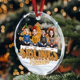 Siblings Forever - Personalized Glass Ornament – view 5