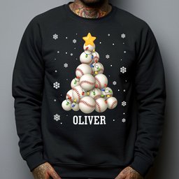 Baseball Christmas Tree - Personalized Shirt – view 4
