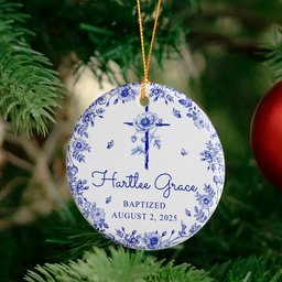 Baptism Ornament Christmas Ornament For Baby - Personalized Ceramic Ornament – view 4