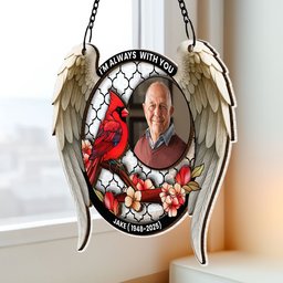 I'm Always With You Memorial Gift - Personalized Photo Window Hanging Suncatcher Ornament – view 2