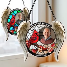 I'm Always With You Memorial Gift - Personalized Photo Window Hanging Suncatcher Ornament – view 6