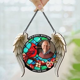 I'm Always With You Memorial Gift - Personalized Photo Window Hanging Suncatcher Ornament – view 4