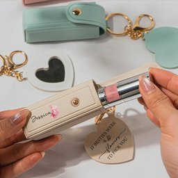 If Besties Were Flowers I'd Pick You Light Ver - Personalized Leather Lipstick Case With Mirror Keychain – view 3