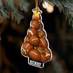 Football Christmas Tree - Personalized Acrylic Ornament – view 3