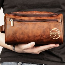 American Football Custom Name - Personalized Leather Toiletry Bag – view 5