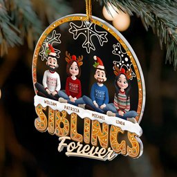 Siblings Forever - Personalized Acrylic Ornament – view 3