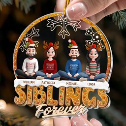 Siblings Forever - Personalized Acrylic Ornament – view 2