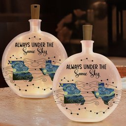Long Distance Couple Friends Siblings Daughter - Custom Multi States - Personalized Round Flat Bottle Light – view 2
