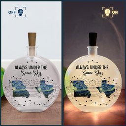 Long Distance Couple Friends Siblings Daughter - Custom Multi States - Personalized Round Flat Bottle Light – view 6