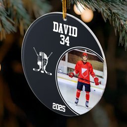 Hockey Player - Personalized Acrylic Photo Ornament – view 4