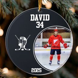 Hockey Player - Personalized Acrylic Photo Ornament