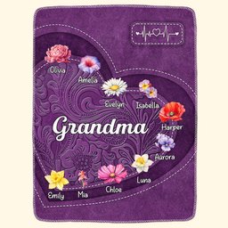 Grandma - Flower Version - Personalized Blanket – view 2