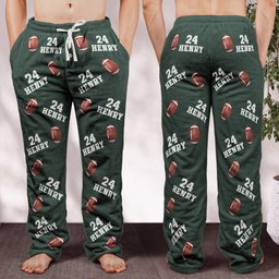 Custom Name, Number Baseball, Basketball, Football, Hockey - Personalized Fleece Pajama Pants – view 4