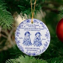 Friendship Gift Christmas Toile De Jouy Ornament - Personalized Ceramic Ornament – view 4