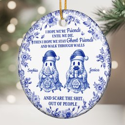 Friendship Gift Christmas Toile De Jouy Ornament - Personalized Ceramic Ornament – view 2