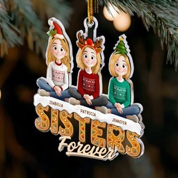 Sisters Siblings Forever - Personalized Acrylic Ornament – view 3