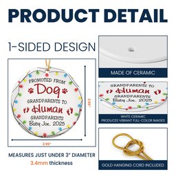 Promoted From Dog Grandparents To Human Grandparents - Personalized Ceramic Ornament – view 5