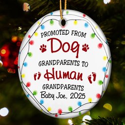 Promoted From Dog Grandparents To Human Grandparents - Personalized Ceramic Ornament – view 2