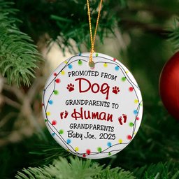 Promoted From Dog Grandparents To Human Grandparents - Personalized Ceramic Ornament – view 4