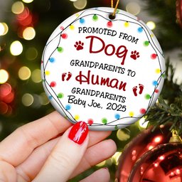 Promoted From Dog Grandparents To Human Grandparents - Personalized Ceramic Ornament – view 3