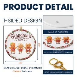 Grandma's Perfect Batch Christmas Cookie Gingerbread - Personalized Ceramic Ornament – view 5