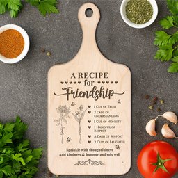 A Recipe For Friendship Custom Birth Flower - Personalized Paddle Cutting Board – view 3