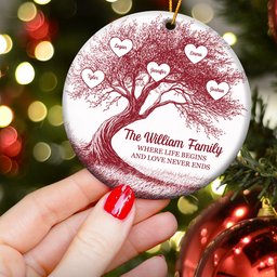 Where Life Begins And Love Never Ends - Personalized Ceramic Ornament – view 3