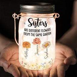 Different Flowers From Same Garden - Personalized Solar Mason Jar Light – view 3