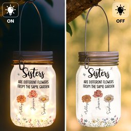 Different Flowers From Same Garden - Personalized Solar Mason Jar Light – view 2