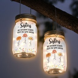 Different Flowers From Same Garden - Personalized Solar Mason Jar Light – view 4