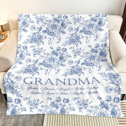 Grandma Custom Grandkids' Names Toile De Jouy - Personalized Blanket – view 3