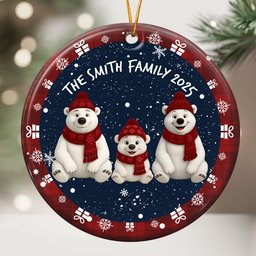 Family Bear - Personalized Ceramic Ornament