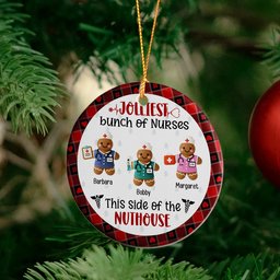 Jolliest Bunch Of Nurses This Side Of The Nuthouse - Personalized Ceramic Ornament – view 4