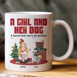 A Girl And Her Dog - Xmas Version - Personalized Mug