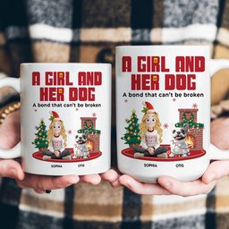A Girl And Her Dog - Xmas Version - Personalized Mug – view 4