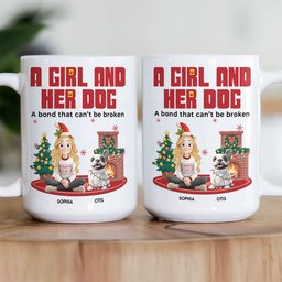 A Girl And Her Dog - Xmas Version - Personalized Mug – view 3