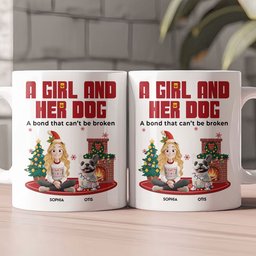 A Girl And Her Dog - Xmas Version - Personalized Mug – view 2